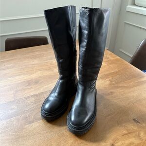 Black Leather Knee-High Boots